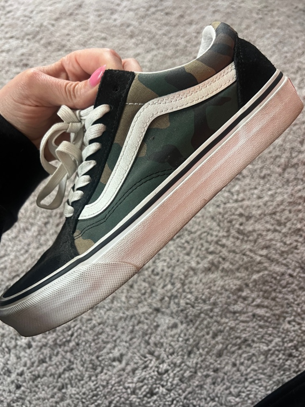 Vans Camo Low Top Sneakers in Green, Black & White